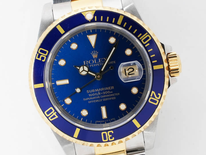 Rolex Submariner Date Ref. 16613 Stainless Steel/Yellow Gold Blue Dial Used do8f2gsx