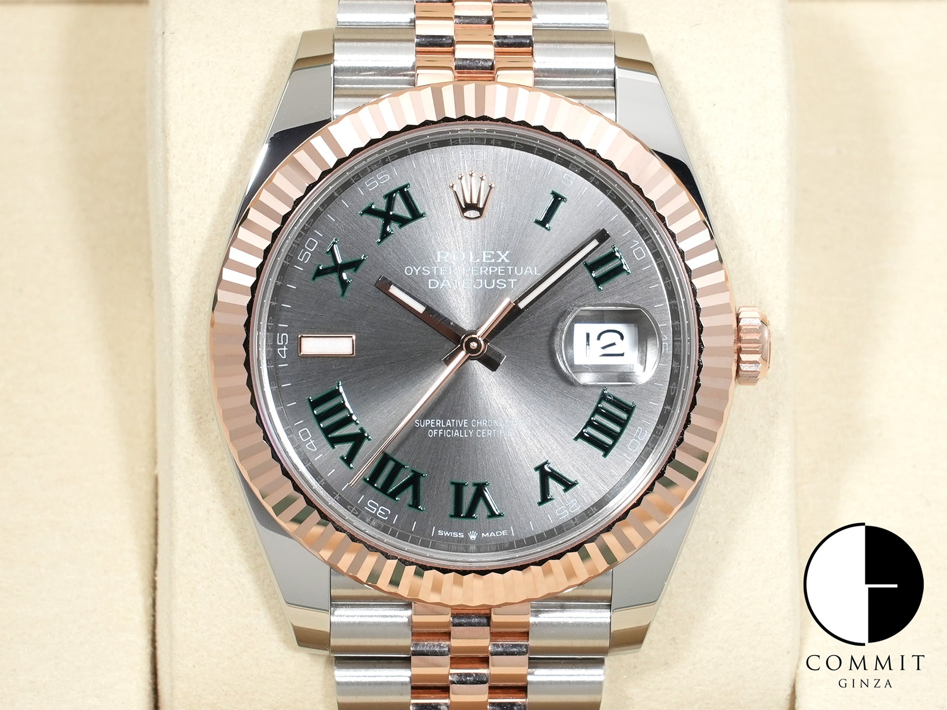 Rolex Datejust 41 Ref. 126331 Stainless Steel/Everose Gold Slate Roman Dial Jubilee Bracelet Used fhujomwu