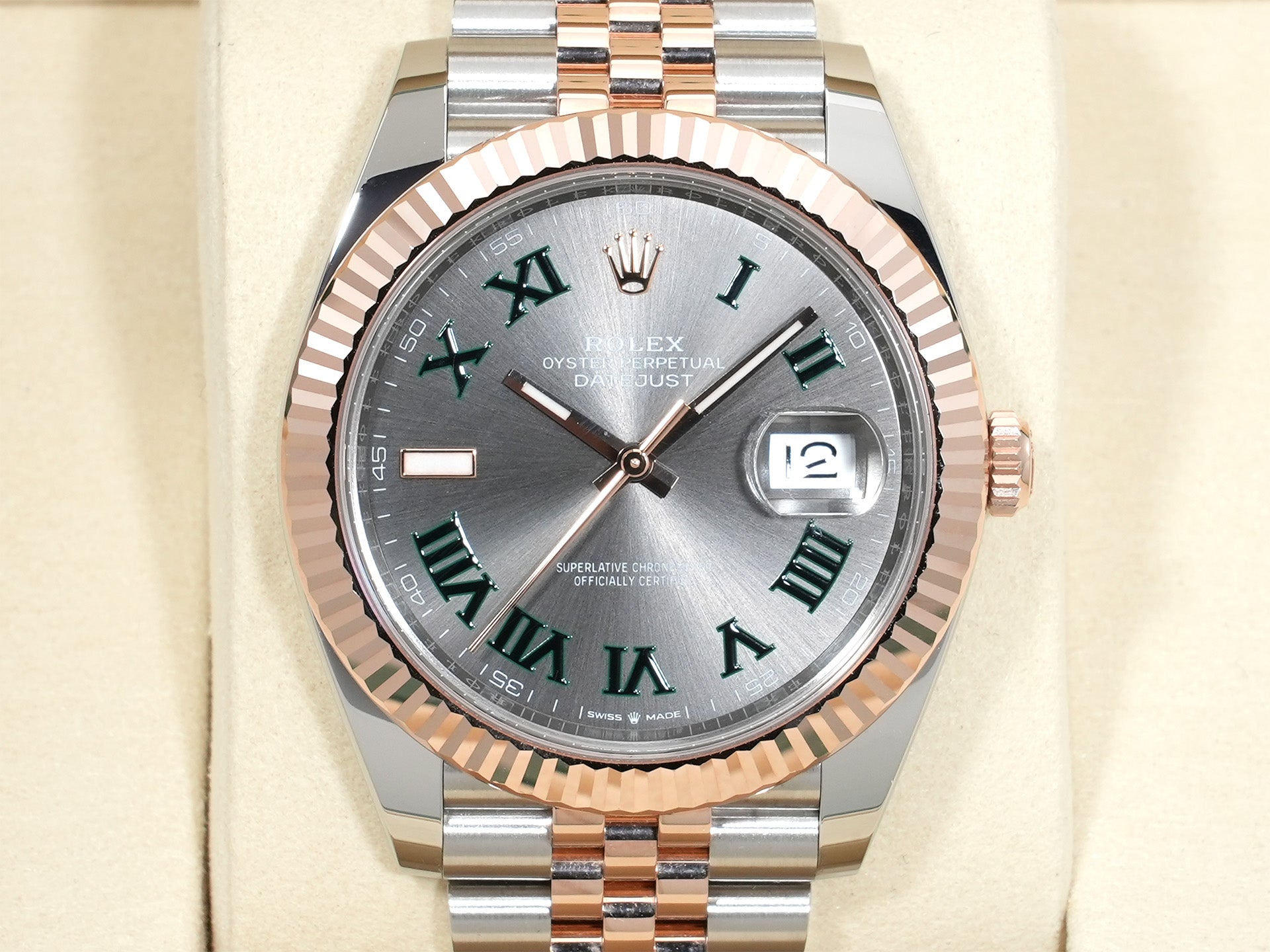 Rolex Datejust 41 Ref. 126331 Stainless Steel/Everose Gold Slate Roman Dial Jubilee Bracelet Used fhujomwu