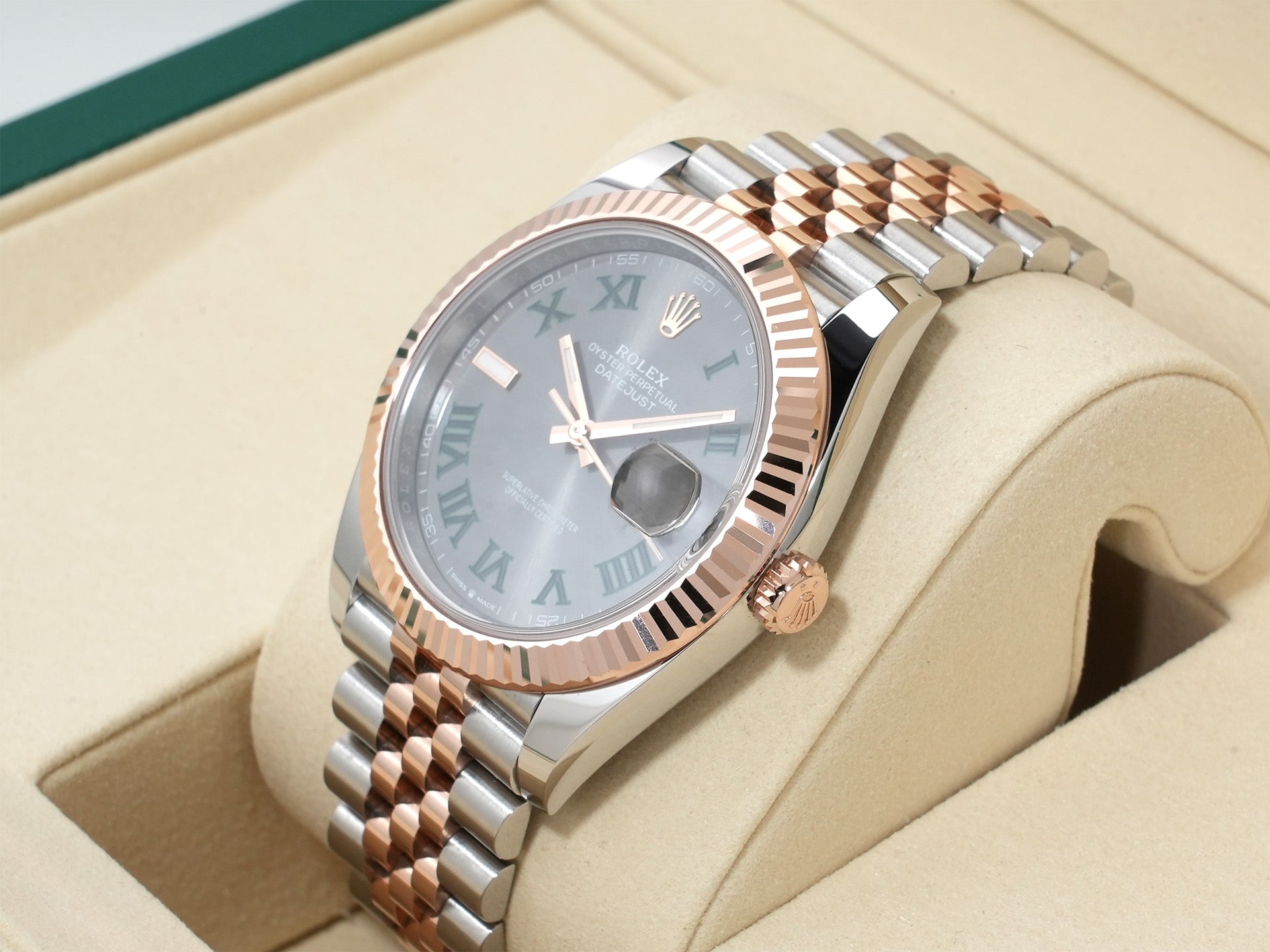 Rolex Datejust 41 Ref. 126331 Stainless Steel/Everose Gold Slate Roman Dial Jubilee Bracelet Used fhujomwu
