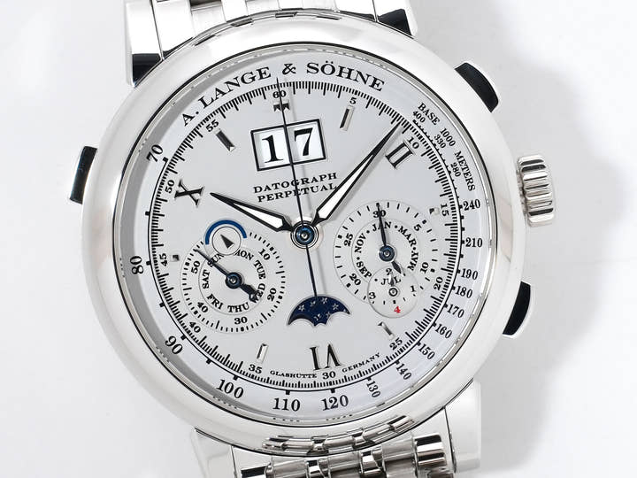 A. Lange & Söhne Datograph Perpetual Calendar Ref. 410.025 Platinum Silver Dial Excellent Condition qscrwm7e