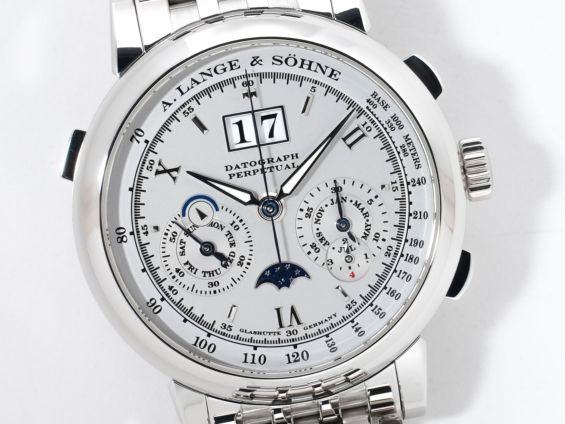 A. Lange & Söhne Datograph Perpetual Calendar Ref. 410.025 Platinum Silver Dial Excellent Condition qscrwm7e