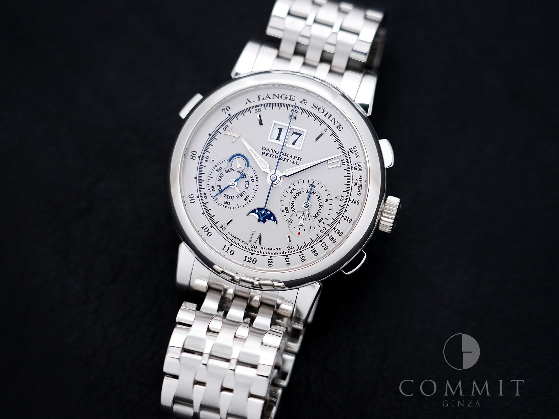 A. Lange & Söhne Datograph Perpetual Calendar Ref. 410.025 Platinum Silver Dial Excellent Condition qscrwm7e