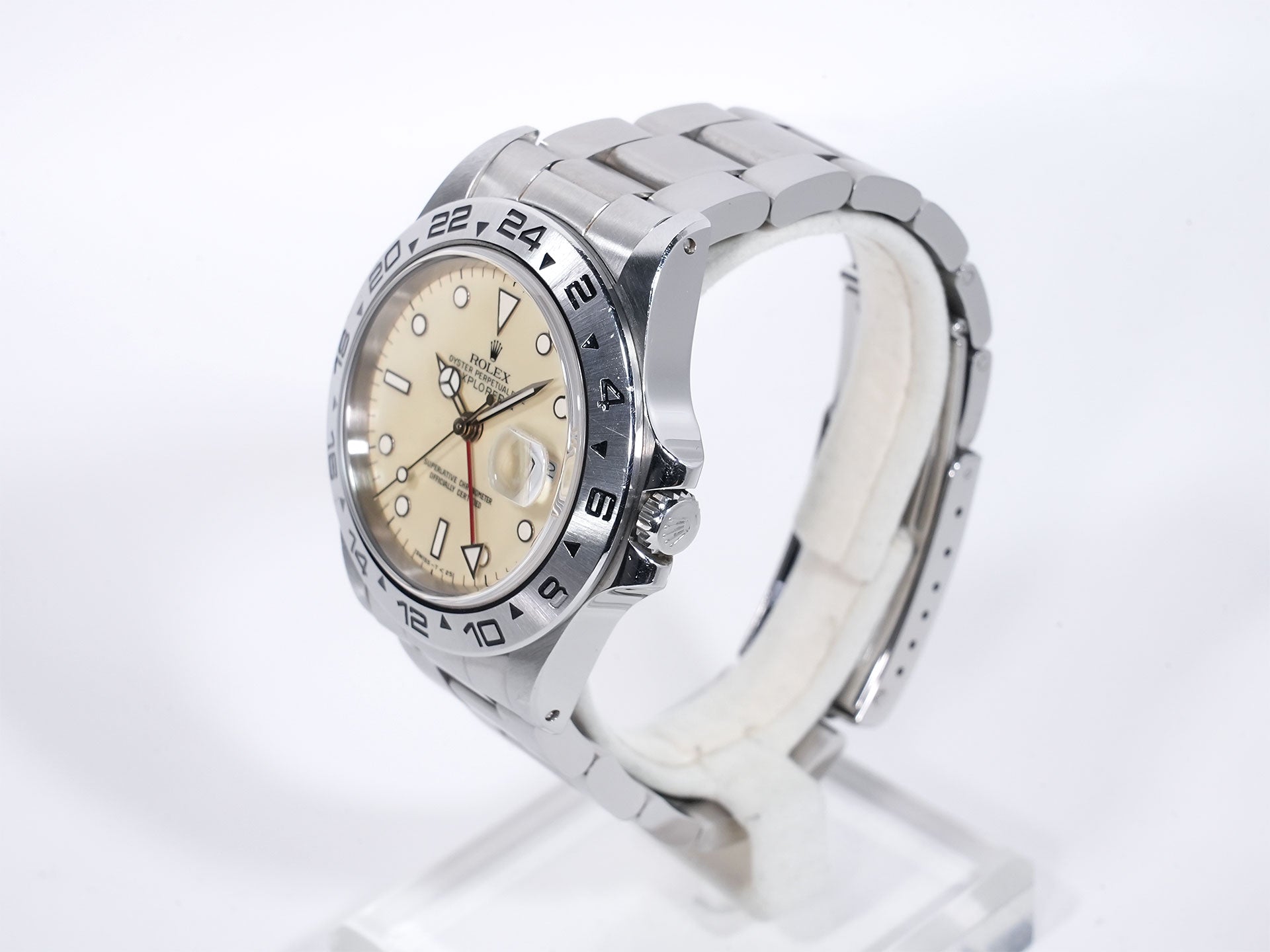 ロレックス エクスプローラーII Ref.16550 ステンレススチール アイボリー文字盤 オイスターブレスレット 中古 nau83tny