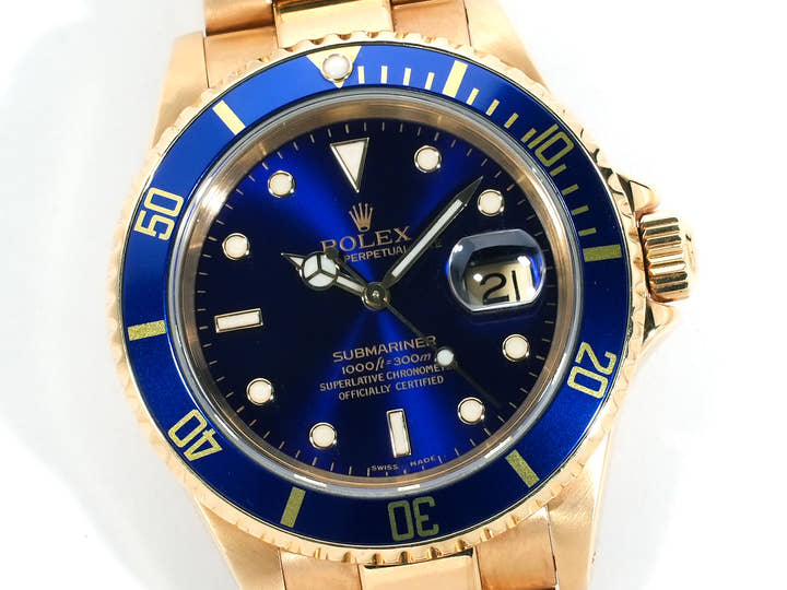 ロレックス サブマリーナー デイト Ref.16618 イエローゴールド ブルー文字盤 中古 xej7ygae