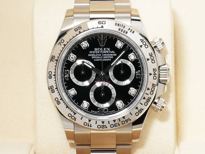 ロレックス デイトナ Ref.116509G ホワイトゴールド ブラックx8Pダイヤ文字盤 美中古 p3qb3zhh