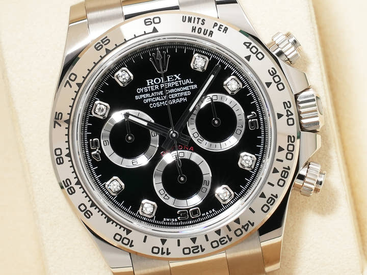 ロレックス デイトナ Ref.116509G ホワイトゴールド ブラックx8Pダイヤ文字盤 美中古 p3qb3zhh