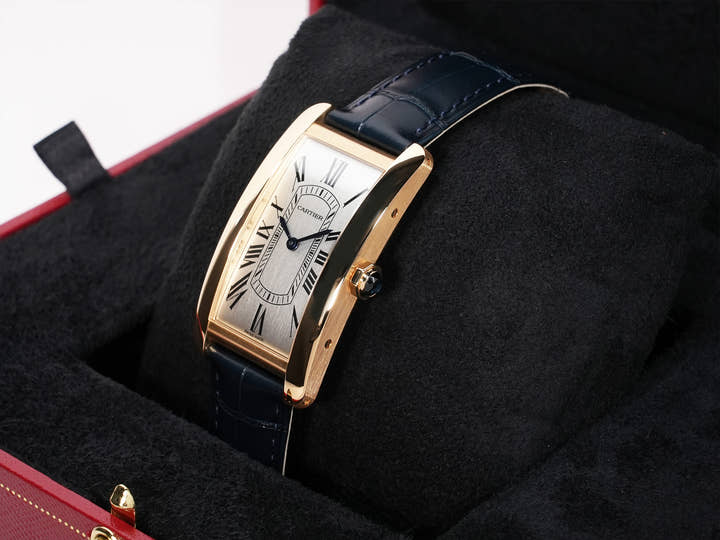 Cartier Tank Américaine LM Ref. WGTA0300 Yellow Gold Silver Dial Excellent Used Condition rjwgf29a