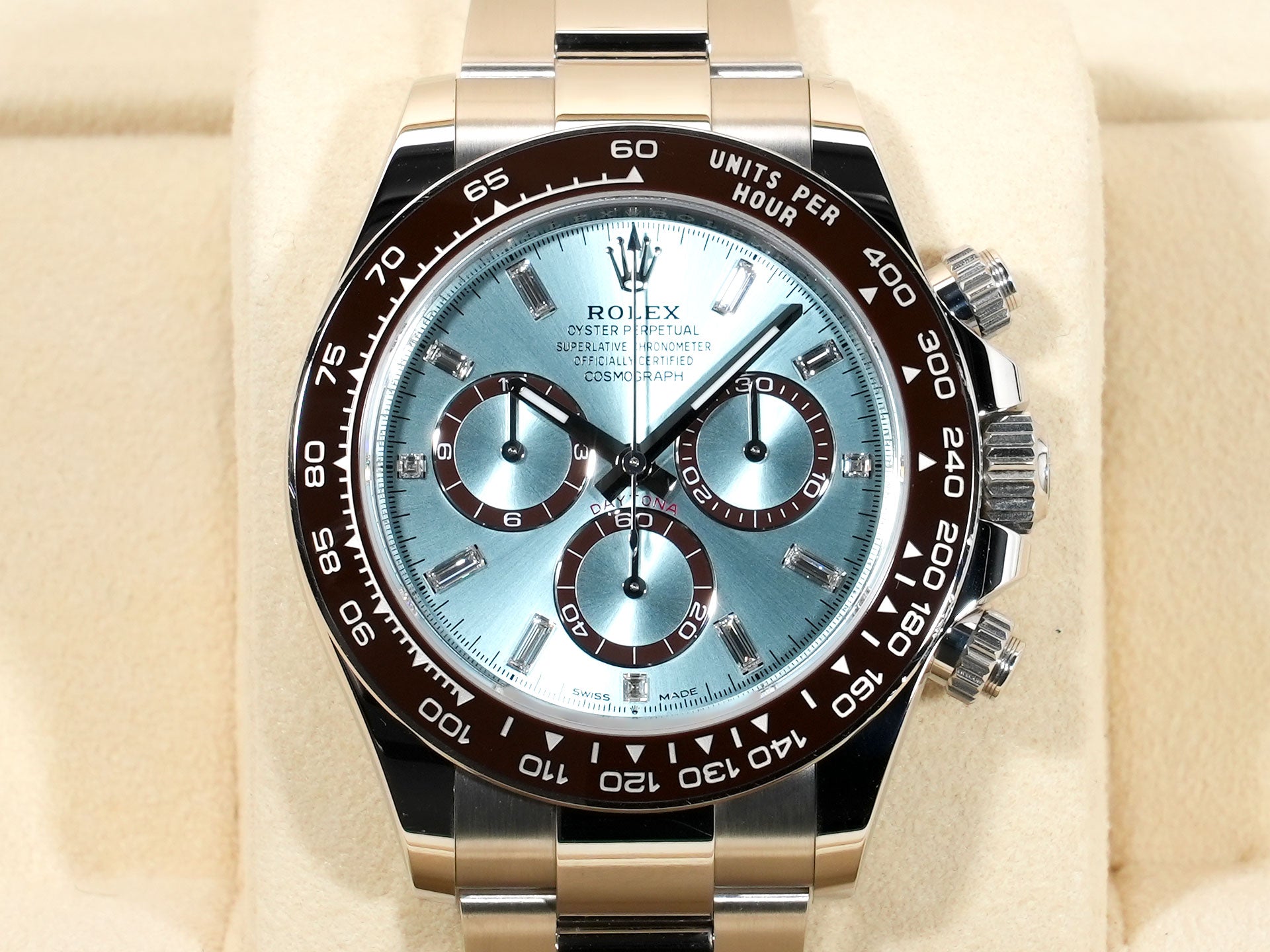 Rolex Daytona Ref. 126506A Platinum Ice Blue x 11P Diamond Dial Used x8zof2tt