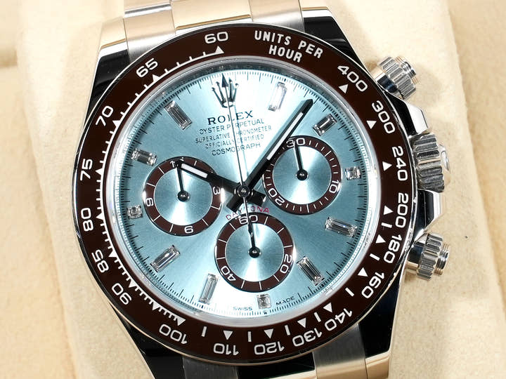 Rolex Daytona Ref. 126506A Platinum Ice Blue x 11P Diamond Dial Used x8zof2tt