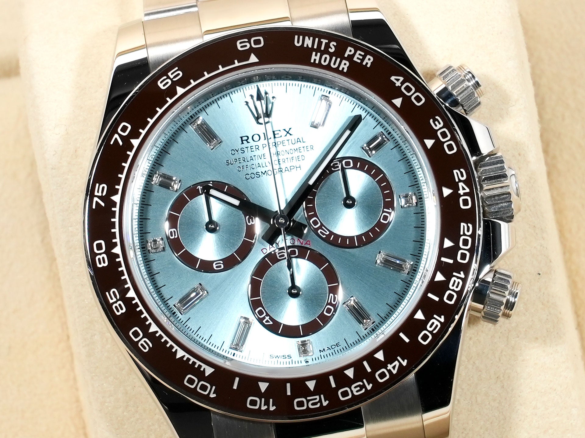 Rolex Daytona Ref. 126506A Platinum Ice Blue x 11P Diamond Dial Used x8zof2tt