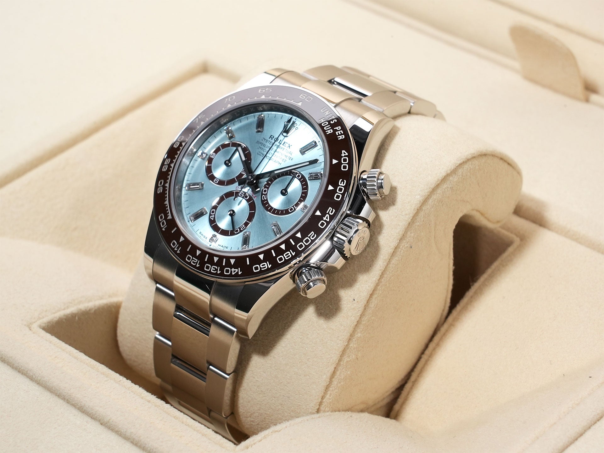 Rolex Daytona Ref. 126506A Platinum Ice Blue x 11P Diamond Dial Used x8zof2tt