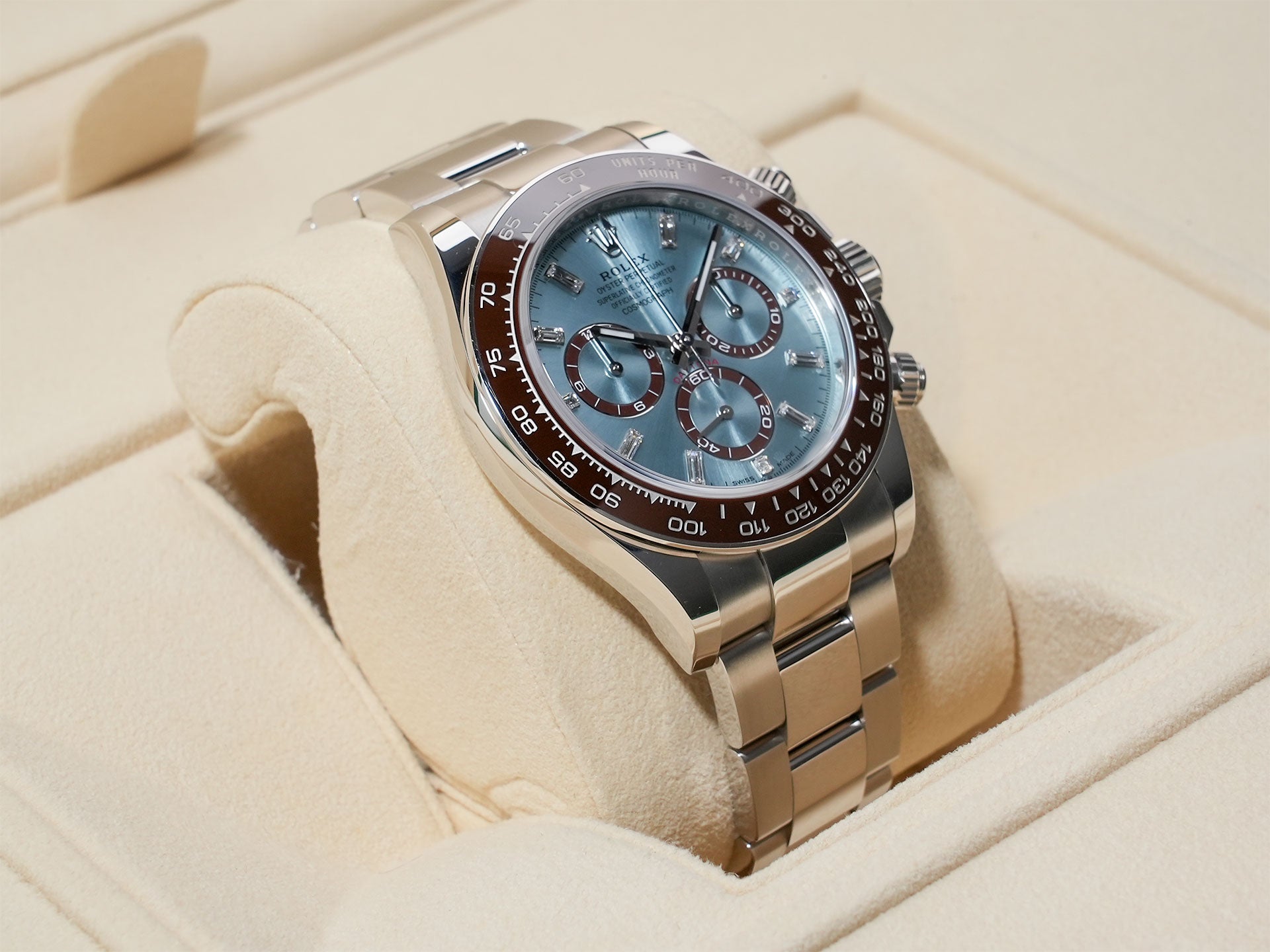 Rolex Daytona Ref. 126506A Platinum Ice Blue x 11P Diamond Dial Used x8zof2tt