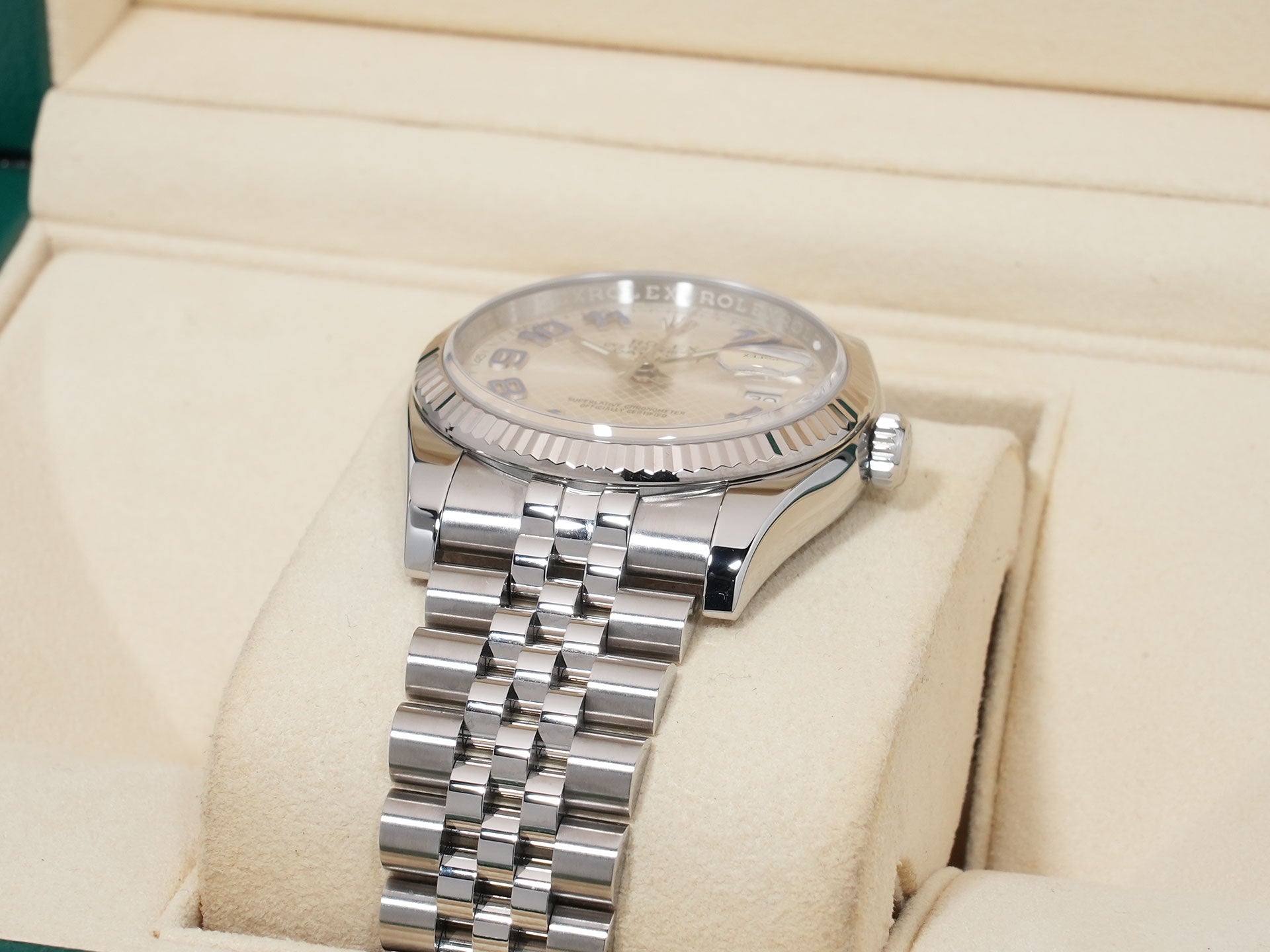 Rolex Datejust 36 Ref. 116234 Stainless Steel/White Gold Silver Arabic Dial Used ux5r2k4a