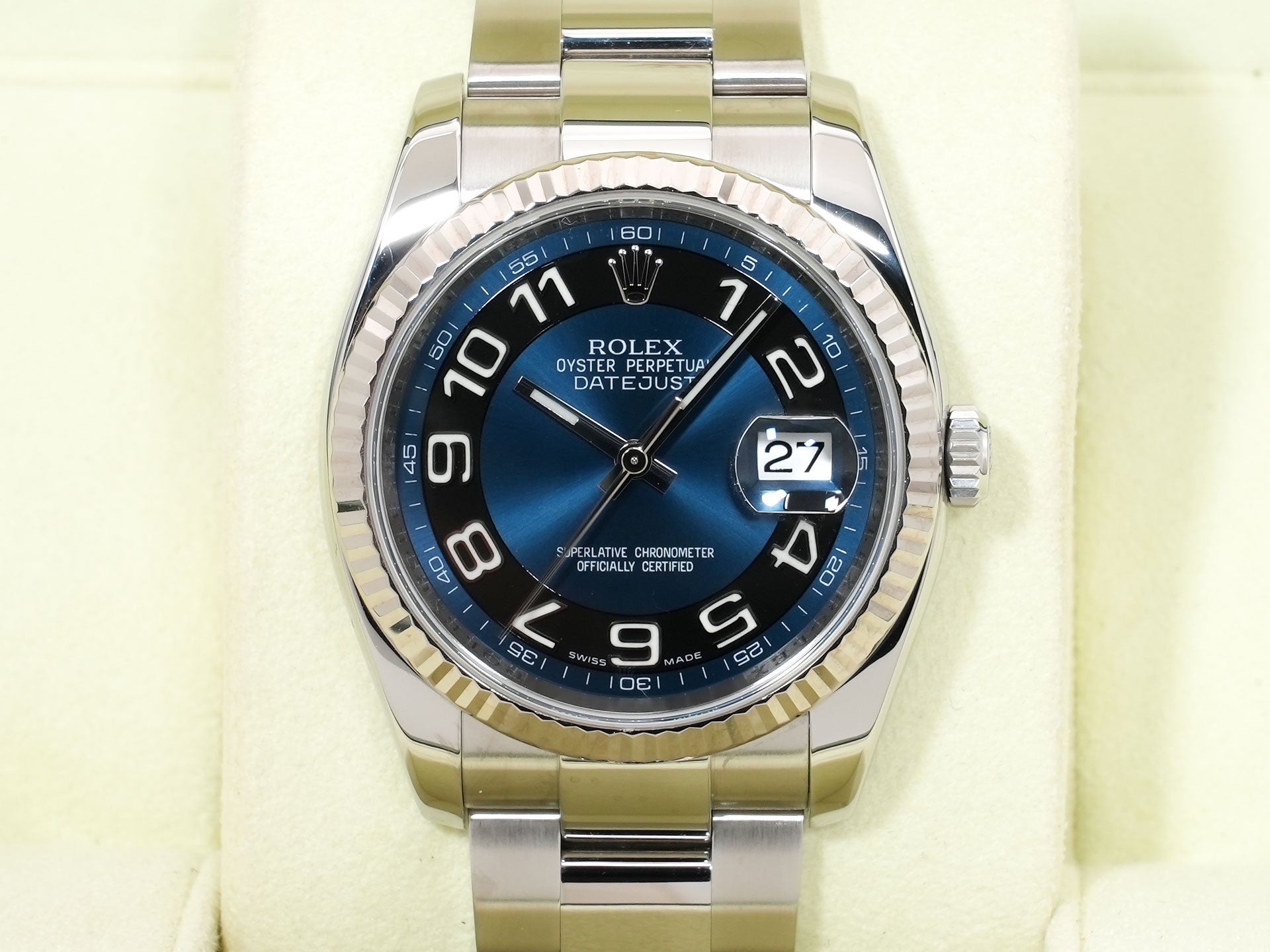 Rolex Datejust 36 Ref. 116234 Stainless Steel/White Gold Blue Arabic Dial Pre-owned b8snzn4o