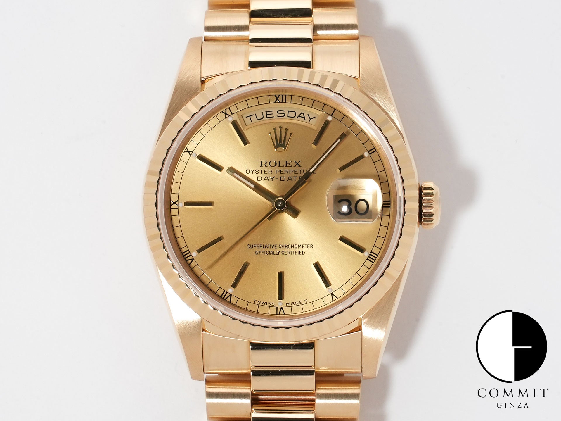 Rolex Day-Date 36 Ref. 18238 Yellow Gold Champagne Dial Pre-Owned cwqpe2ma