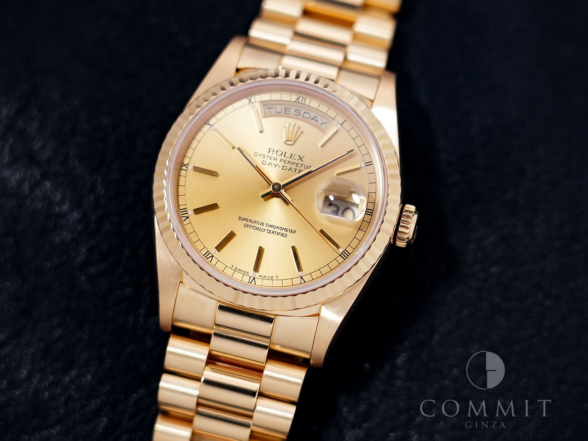 Rolex Day-Date 36 Ref. 18238 Yellow Gold Champagne Dial Pre-Owned cwqpe2ma
