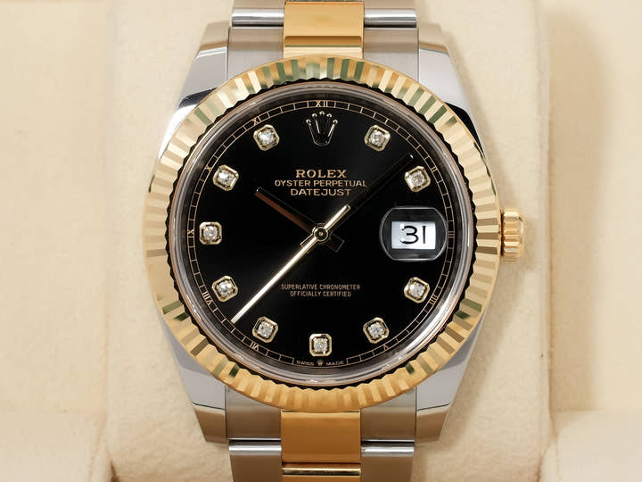 ROLEX Datejust 41 Ref.126333G Stainless Steel/Yellow Gold Bright Black x 8P Diamond Dial Oyster Bracelet Excellent Used Condition p6o5fdqf