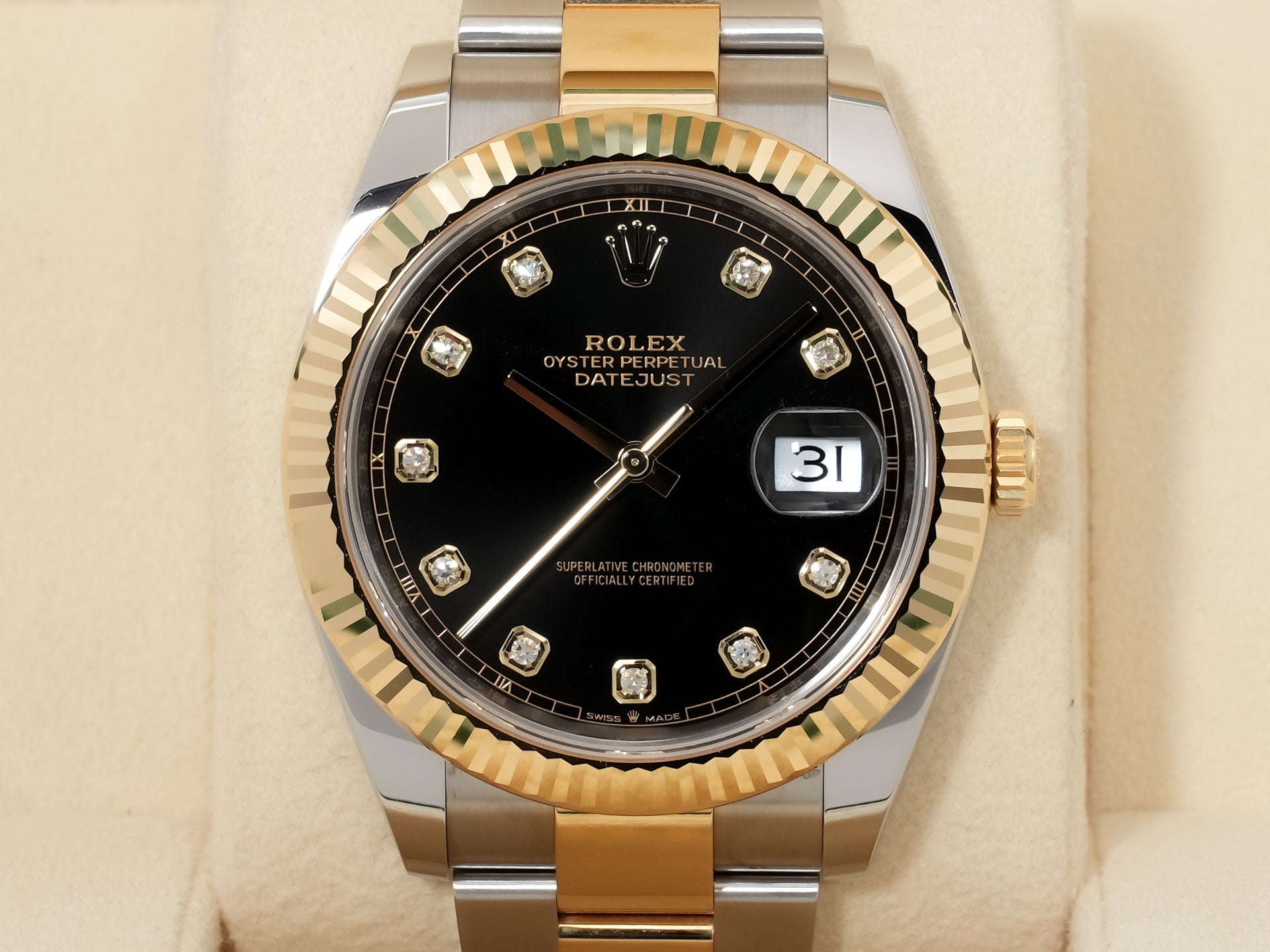 ROLEX Datejust 41 Ref.126333G Stainless Steel/Yellow Gold Bright Black x 8P Diamond Dial Oyster Bracelet Excellent Used Condition p6o5fdqf