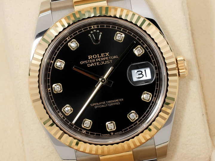 ROLEX Datejust 41 Ref.126333G Stainless Steel/Yellow Gold Bright Black x 8P Diamond Dial Oyster Bracelet Excellent Used Condition p6o5fdqf