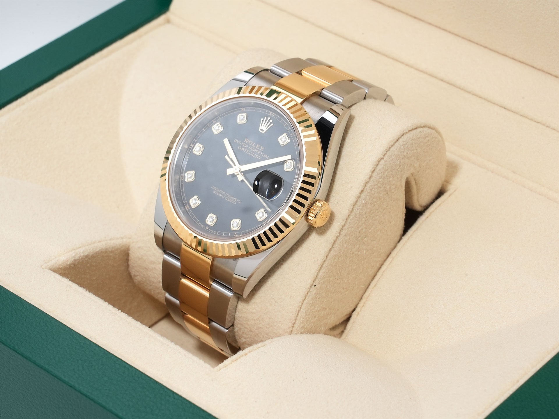 ROLEX Datejust 41 Ref.126333G Stainless Steel/Yellow Gold Bright Black x 8P Diamond Dial Oyster Bracelet Excellent Used Condition p6o5fdqf