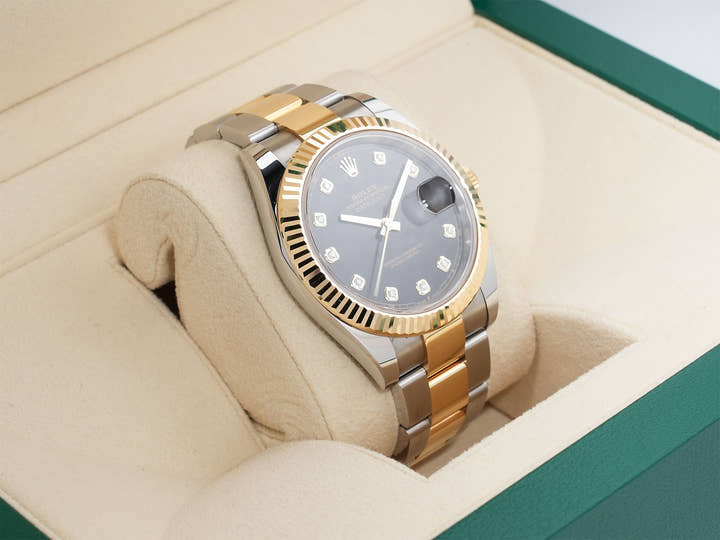 ROLEX Datejust 41 Ref.126333G Stainless Steel/Yellow Gold Bright Black x 8P Diamond Dial Oyster Bracelet Excellent Used Condition p6o5fdqf
