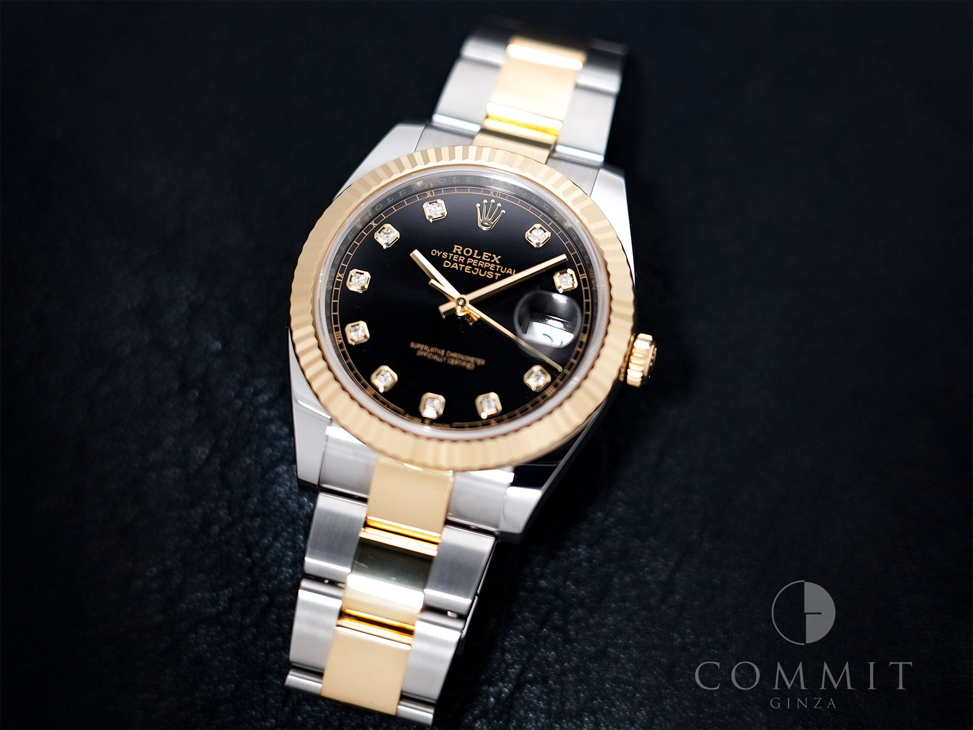ROLEX Datejust 41 Ref.126333G Stainless Steel/Yellow Gold Bright Black x 8P Diamond Dial Oyster Bracelet Excellent Used Condition p6o5fdqf