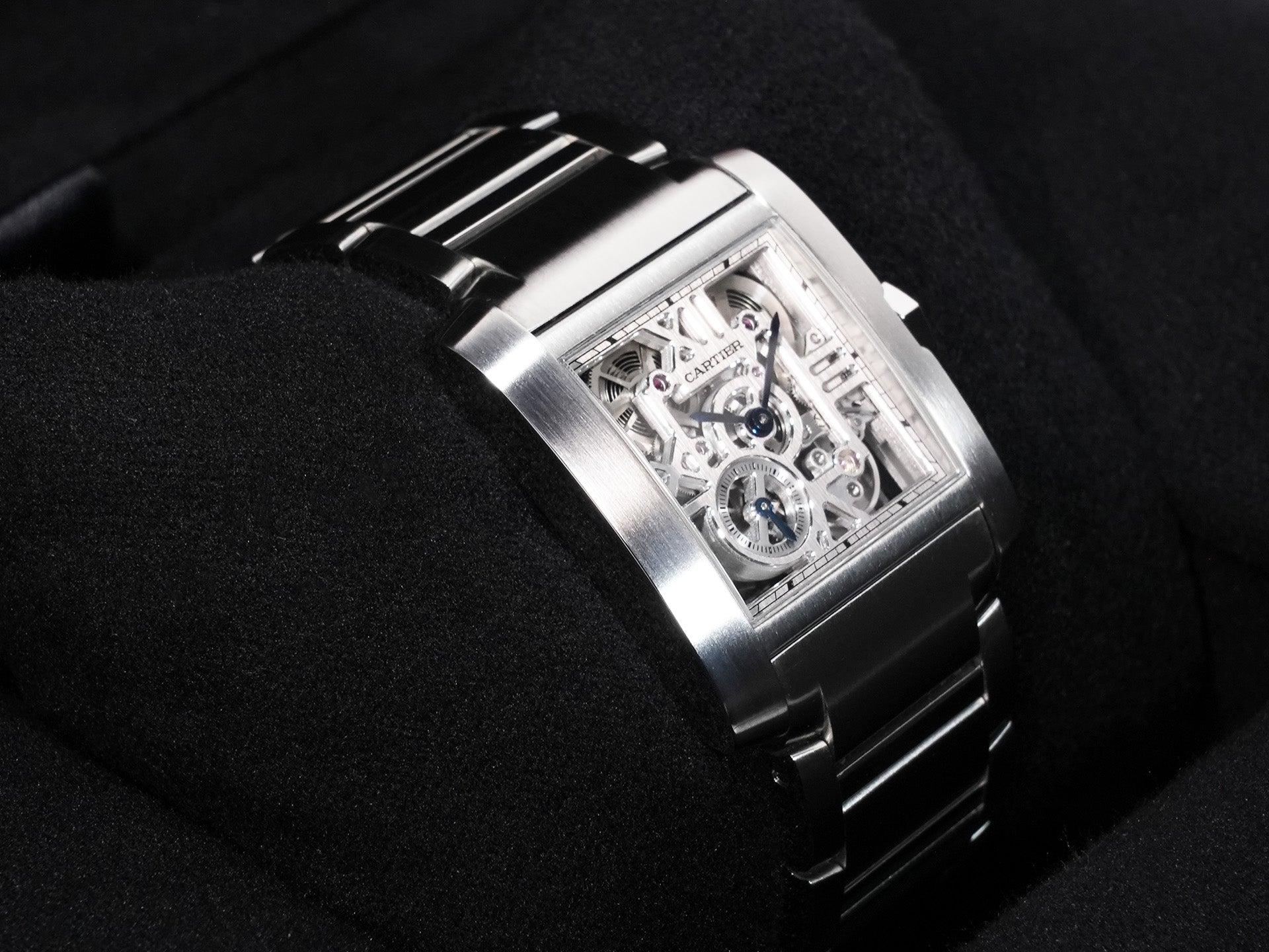 Cartier Tank Française Skeleton Ref. WHTA0025 Stainless Steel Skeleton Dial Excellent Condition idsaj2wn