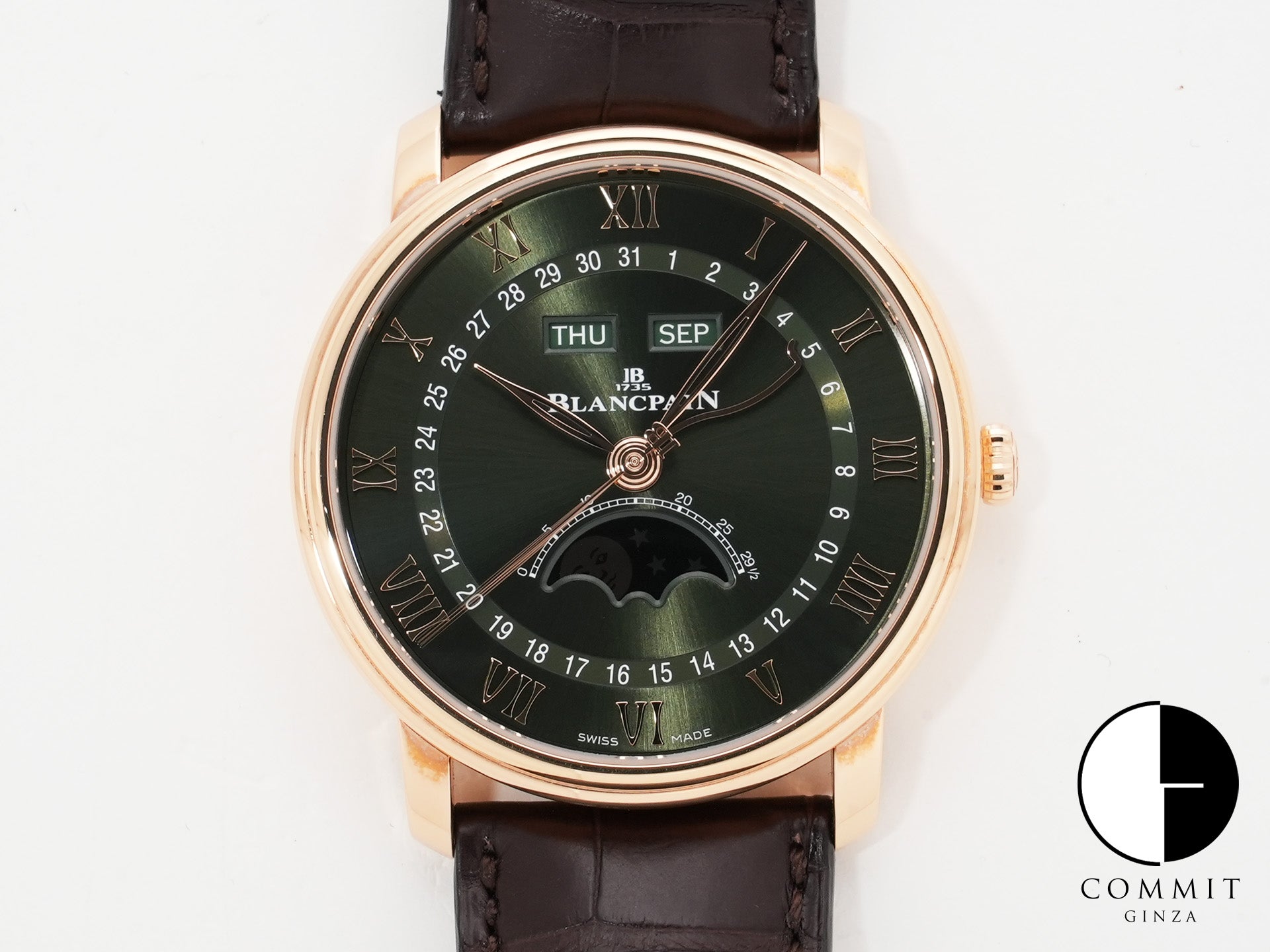 Blancpain Villeret Complete Calendar Ref. 6654A-3653-55B Red Gold Green Dial Excellent Condition s2htvhwc