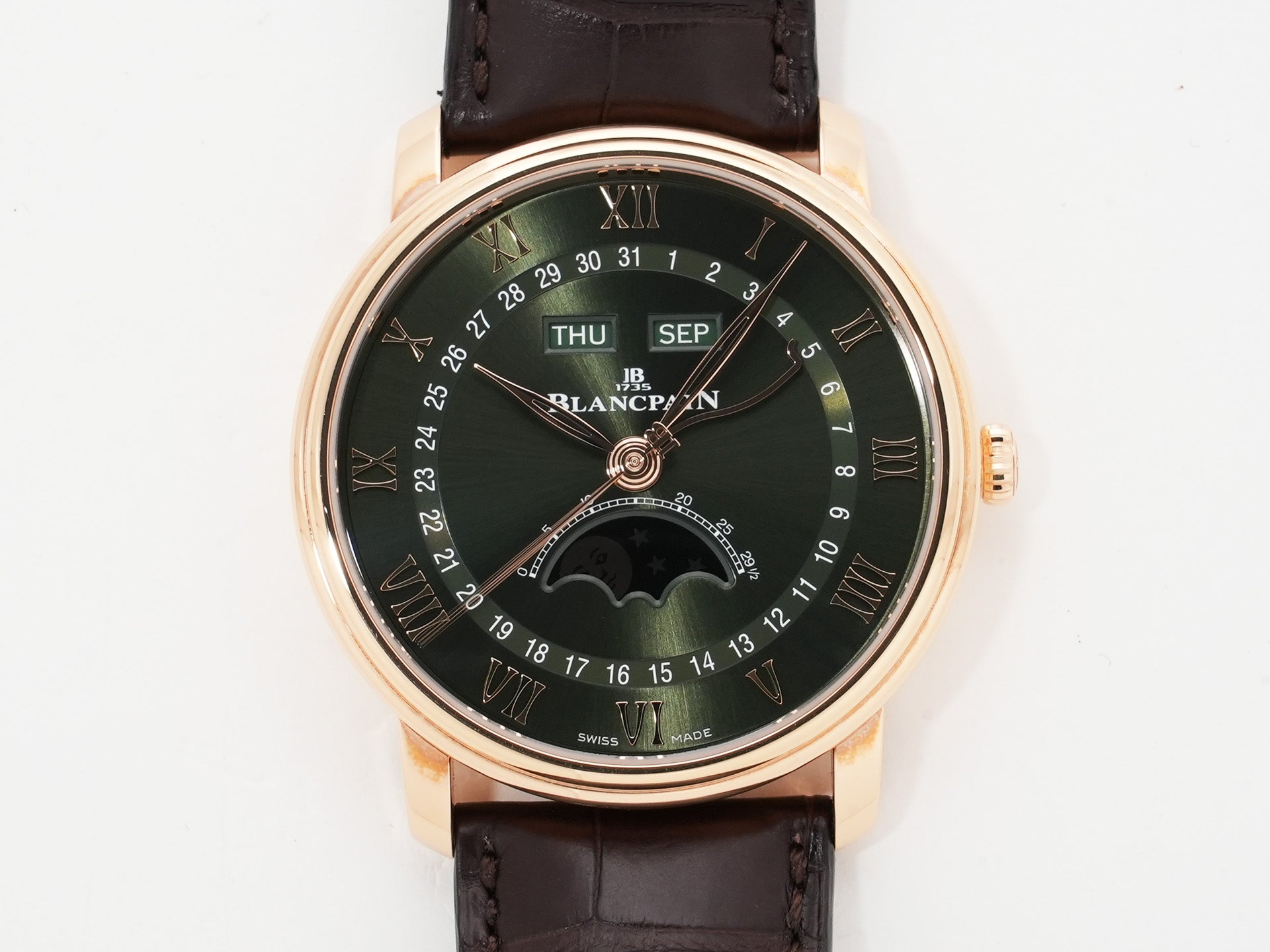 Blancpain Villeret Complete Calendar Ref. 6654A-3653-55B Red Gold Green Dial Excellent Condition s2htvhwc