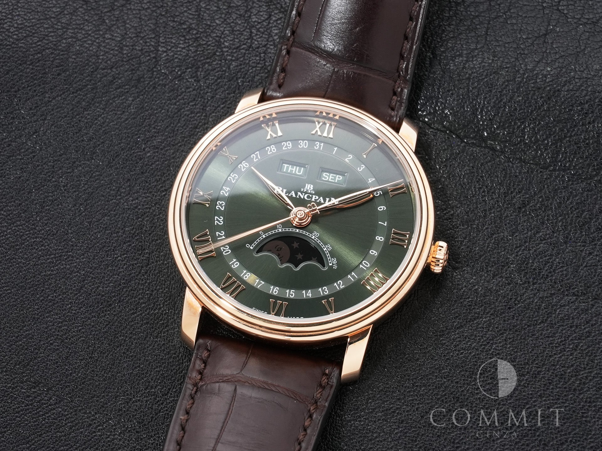 Blancpain Villeret Complete Calendar Ref. 6654A-3653-55B Red Gold Green Dial Excellent Condition s2htvhwc