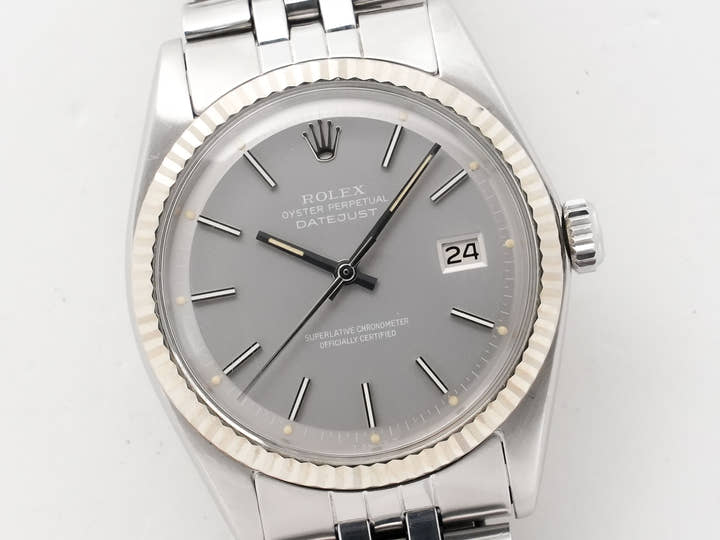 Rolex Datejust Ref. 1601 Stainless Steel/White Gold Grey Dial Used qu3cs9vs