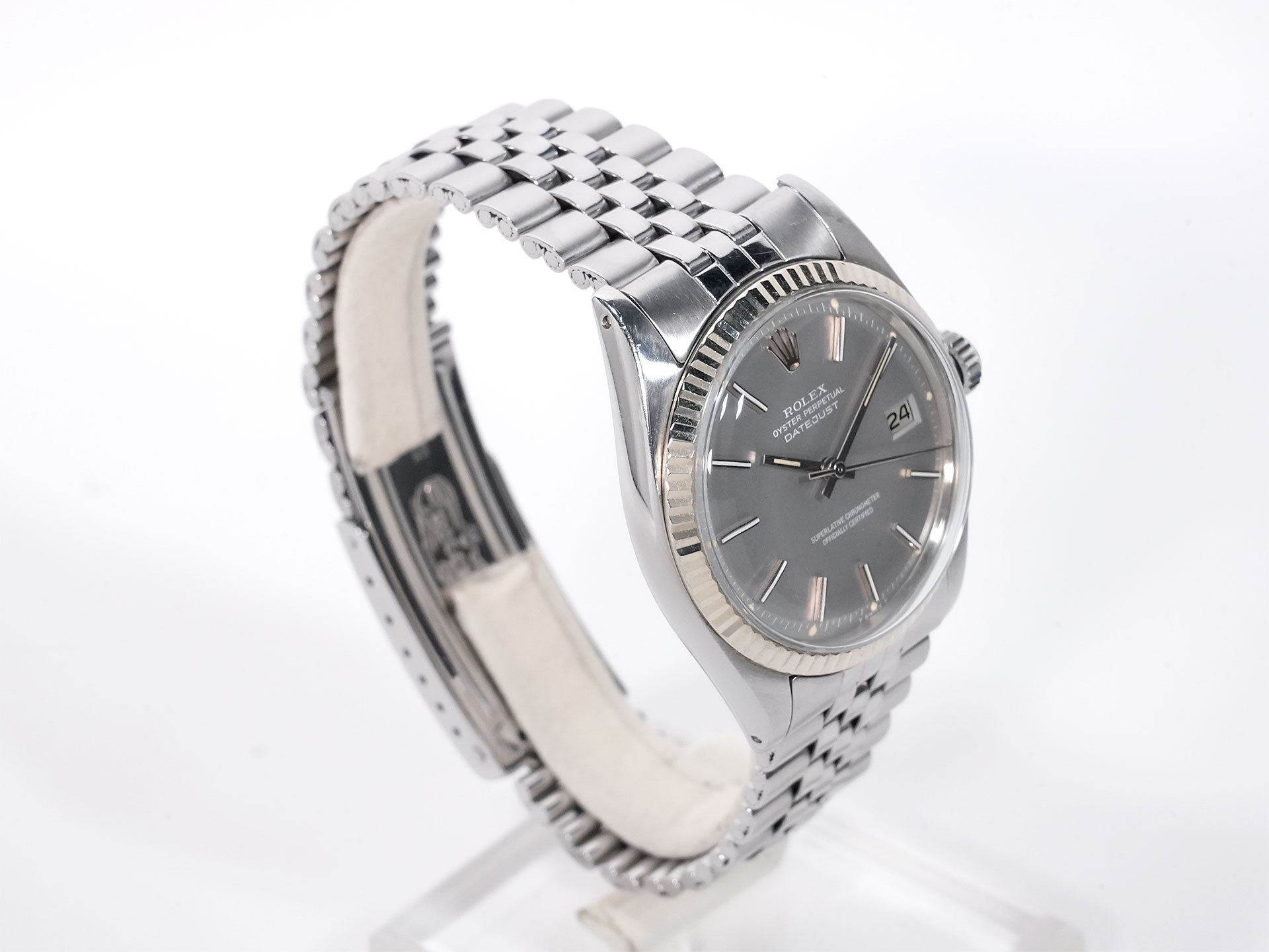 Rolex Datejust Ref. 1601 Stainless Steel/White Gold Grey Dial Used qu3cs9vs