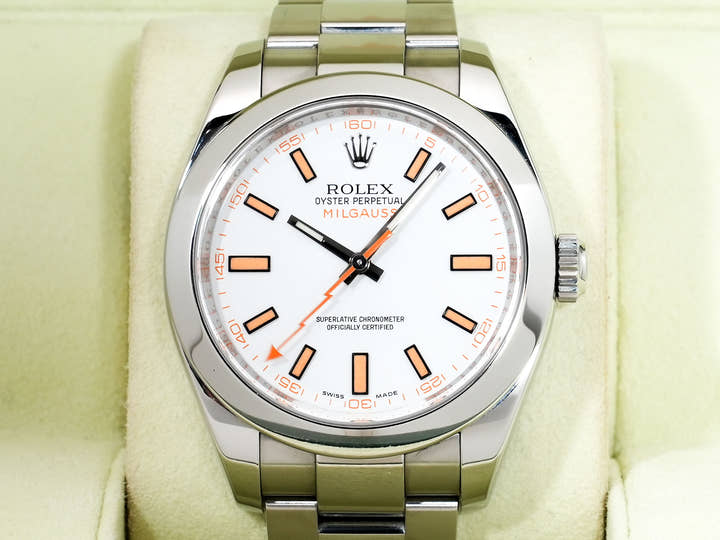 ロレックス ミルガウス Ref.116400 ステンレススチール ホワイト文字盤 中古 wxmhdsq8