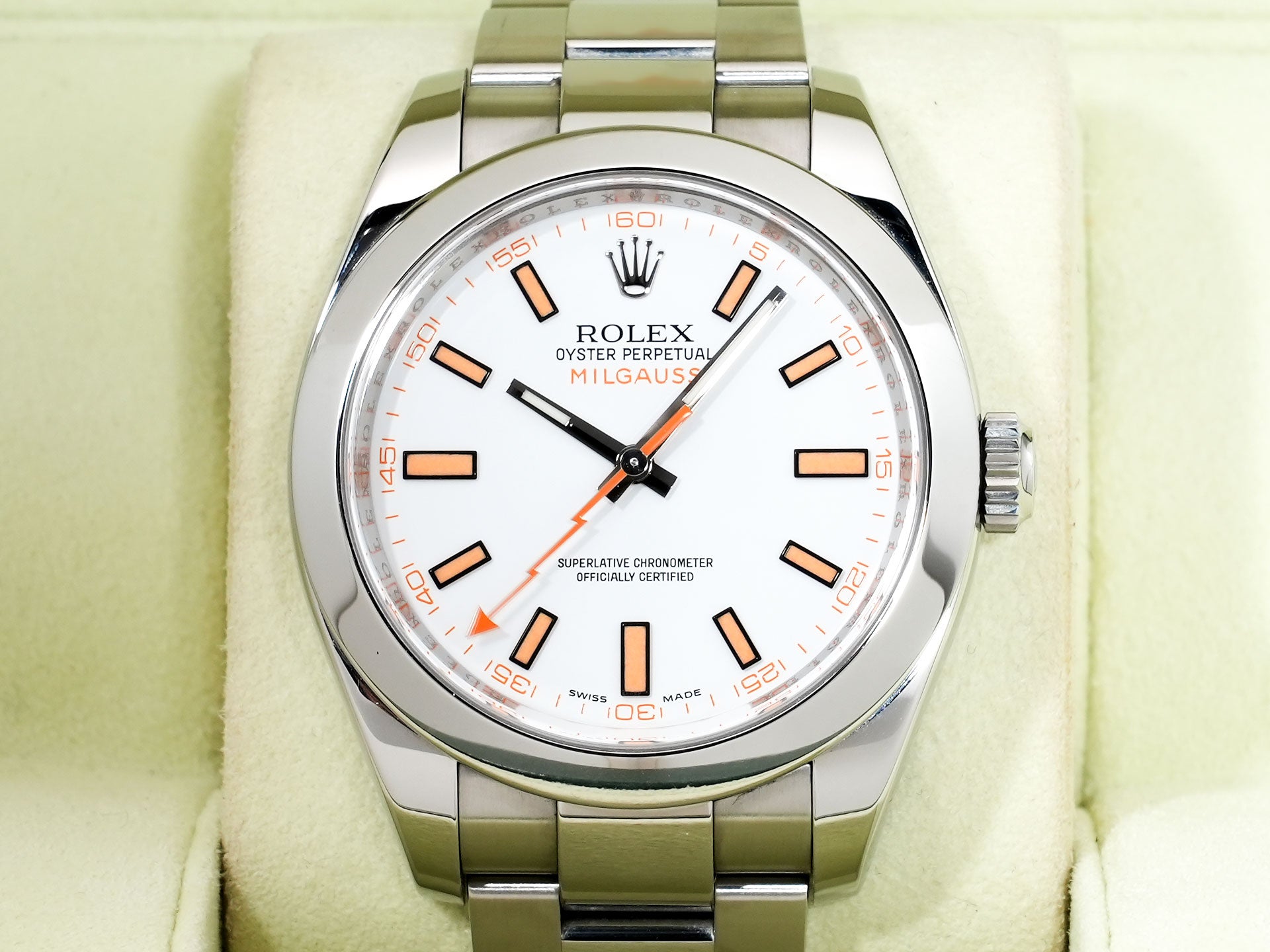ロレックス ミルガウス Ref.116400 ステンレススチール ホワイト文字盤 中古 wxmhdsq8