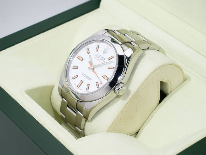 ロレックス ミルガウス Ref.116400 ステンレススチール ホワイト文字盤 中古 wxmhdsq8