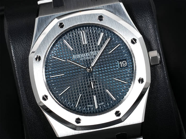 オーデマピゲ ロイヤルオーク エクストラ シン Ref.15202ST.OO.1240ST.01.A ステンレススチール ブルー文字盤 美品 jdzdc69f