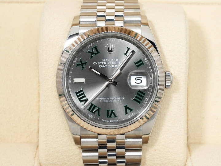 ロレックス デイトジャスト36 Ref.126234 ステンレススチール/ホワイトゴールド スレートローマン文字盤 ジュビリーブレスレット 美中古 a7awh38p
