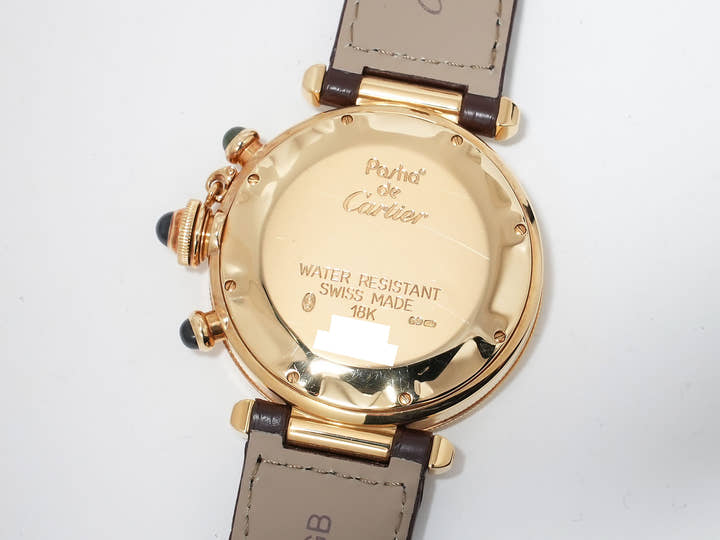 カルティエ パシャ クロノグラフ 38mm 150周年記念モデル Ref.W30X7651 イエローゴールド ホワイト文字盤 中古 xgi5pkzr
