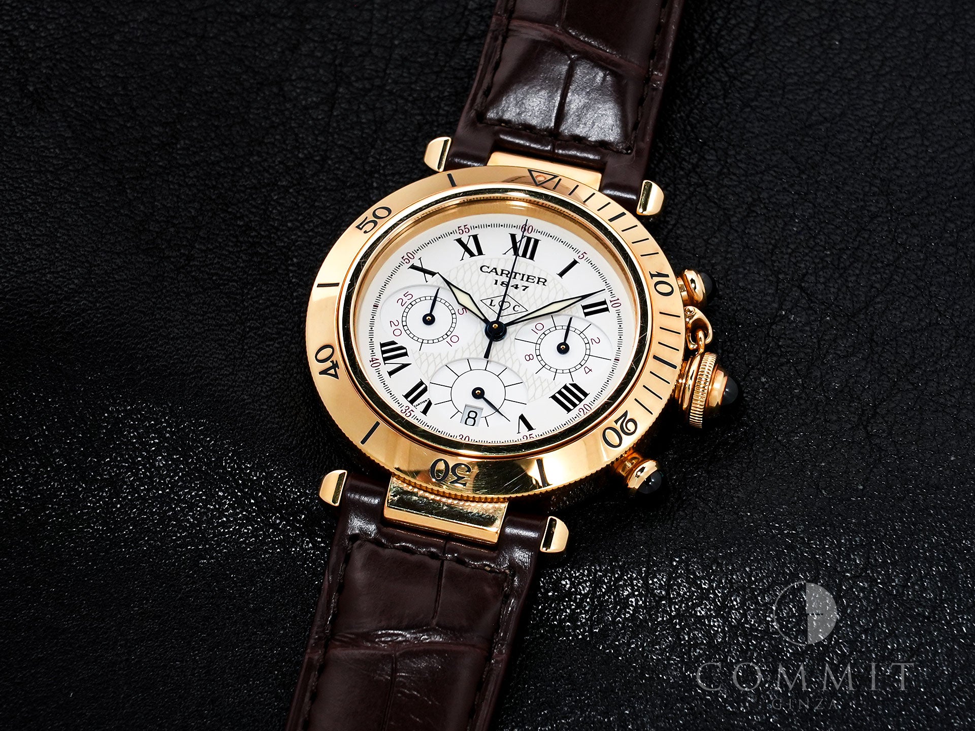 カルティエ パシャ クロノグラフ 38mm 150周年記念モデル Ref.W30X7651 イエローゴールド ホワイト文字盤 中古 xgi5pkzr
