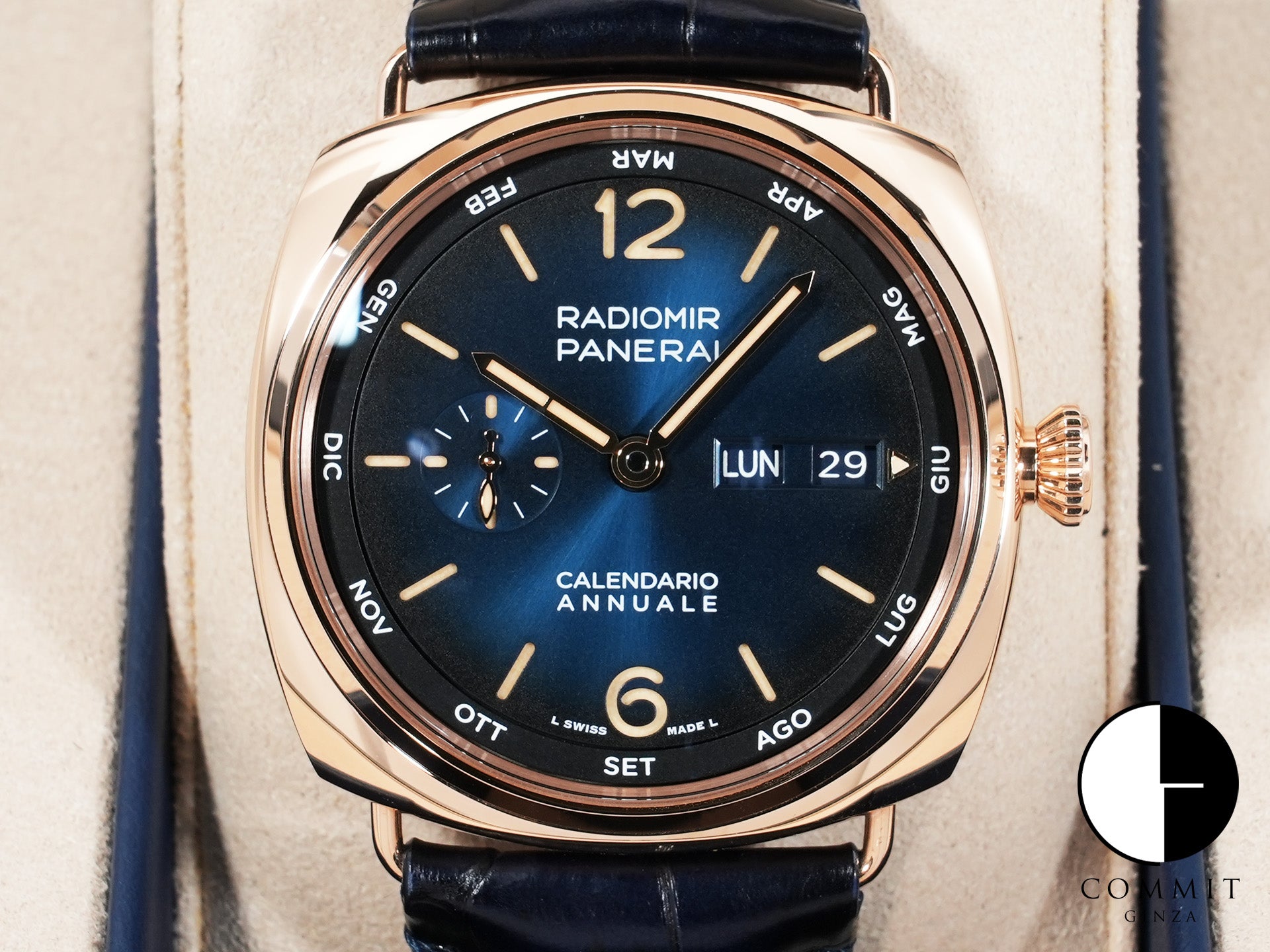 Panerai Radiomir Annual Calendar Goldtech Ref. PAM01363 Polished Panerai Goldtech Blue Dial Excellent Used Condition oxs3qgsk