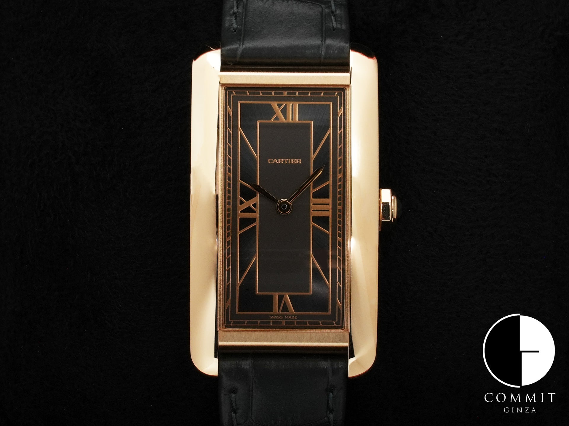 Cartier Tank Américaine LM Ref. WGTA0295 Yellow Gold Black Dial Excellent Condition spo8zdd2