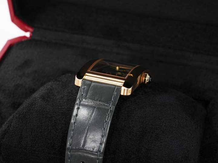 Cartier Tank Américaine LM Ref. WGTA0295 Yellow Gold Black Dial Excellent Condition spo8zdd2