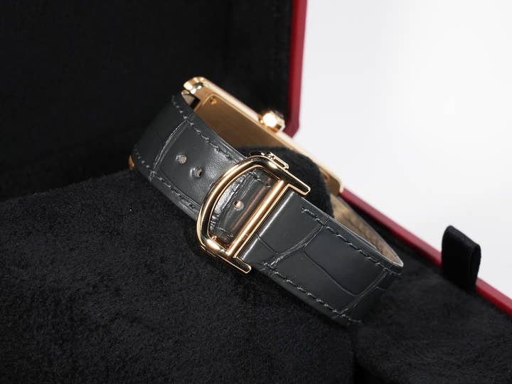 Cartier Tank Américaine LM Ref. WGTA0295 Yellow Gold Black Dial Excellent Condition spo8zdd2