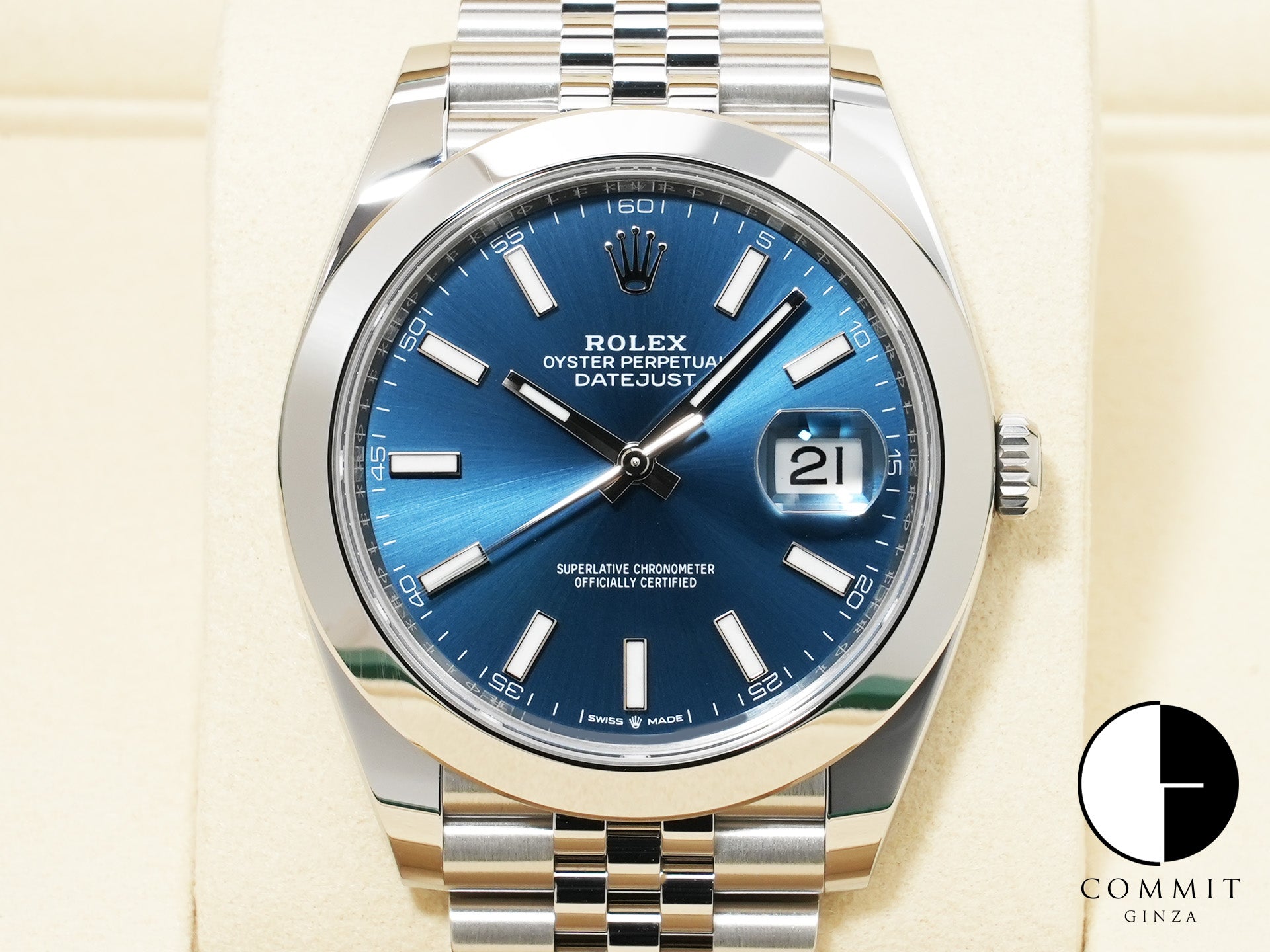 ロレックス デイトジャスト41 Ref.126300 ステンレススチール ブライトブルー文字盤 ジュビリーブレスレット 中古 2ue5igdi
