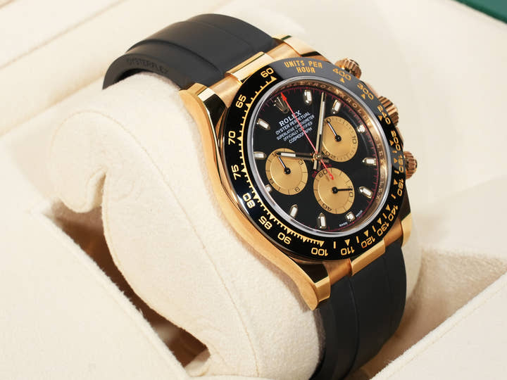 ROLEX Daytona Ref. 116518LN Yellow Gold Black x Champagne Dial Used 9x98r6wz