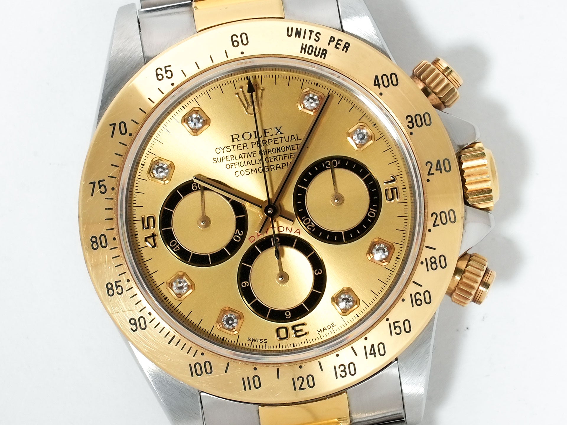 ロレックス デイトナ エルプリメロ Ref.16523G ステンレススチール/イエローゴールド シャンパン×8Pダイヤ文字盤 中古 hdaajiph