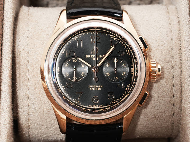Breitling Premier B15 Duograph 42 Ref.RB1510251B1P1 18K Red Gold Black Dial Excellent Condition e2ey8t6p