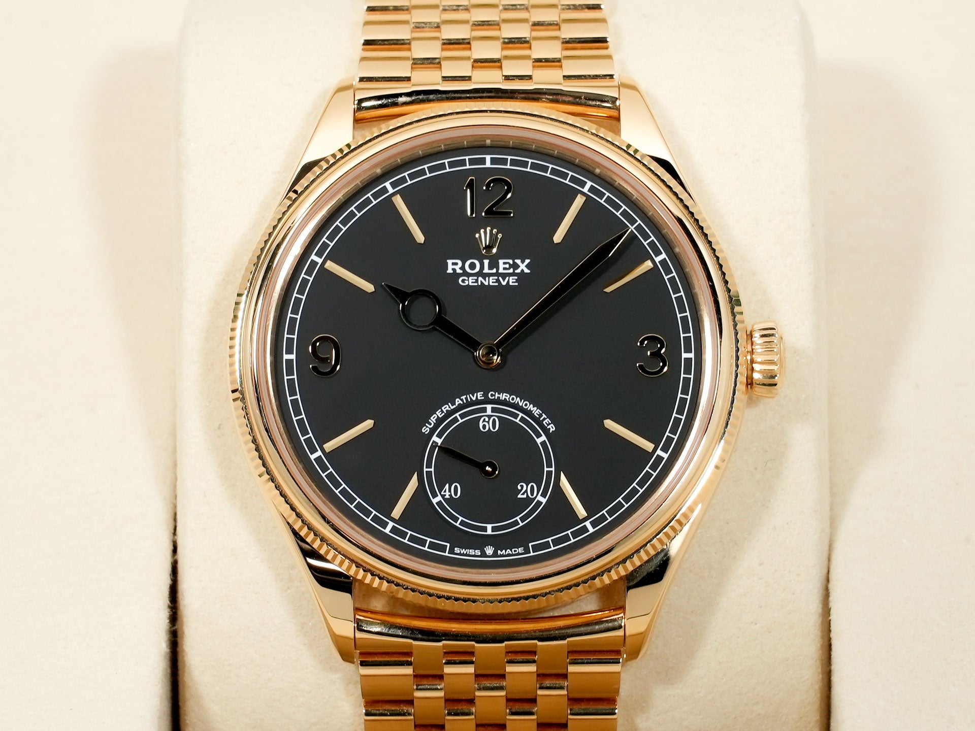 ROLEX 1908 Ref.52508 Yellow Gold Black Dial Jubilee Bracelet Used ikqoefaf