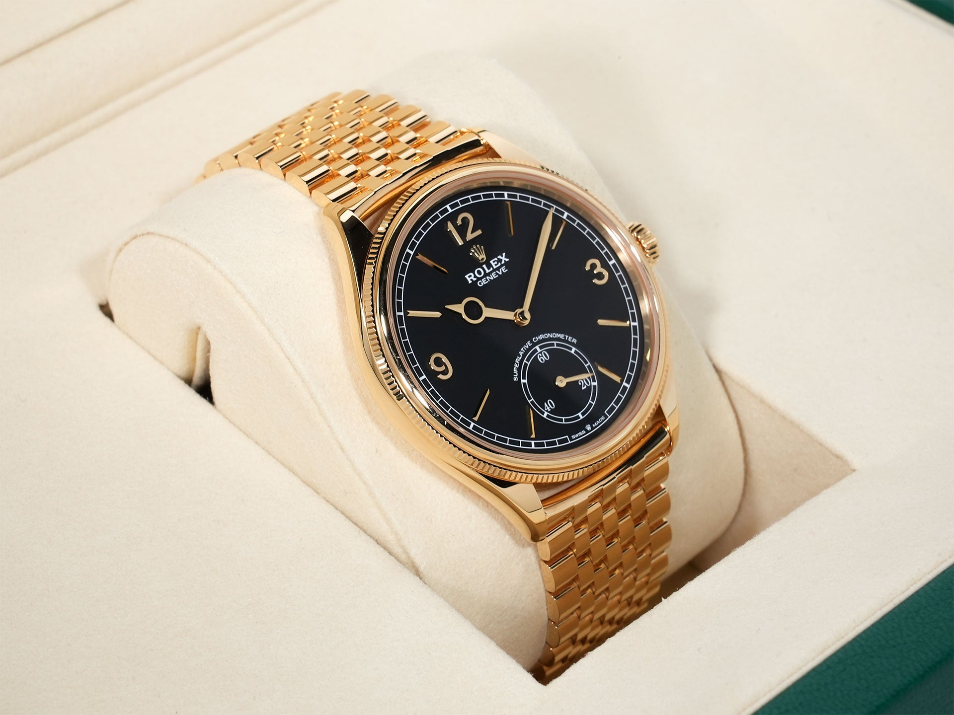 ROLEX 1908 Ref.52508 Yellow Gold Black Dial Jubilee Bracelet Used ikqoefaf